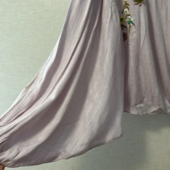 Free People Embroidered Blouse - Lavender with Floral Accents - Picture 3 of 6